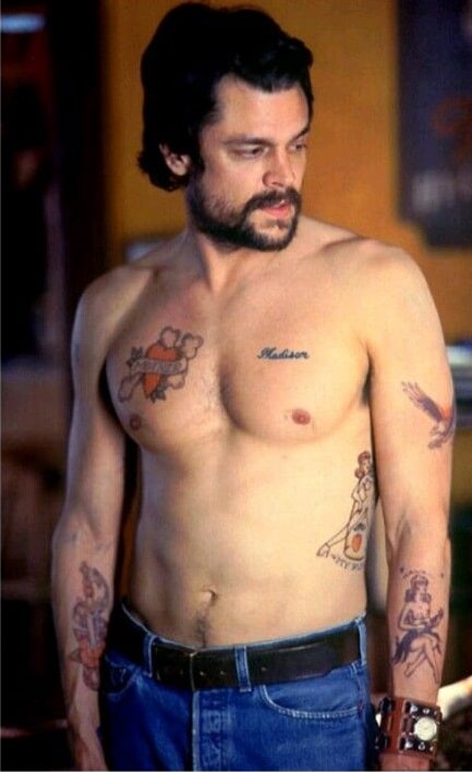 A picture of Johnny Knoxville's tattoos.